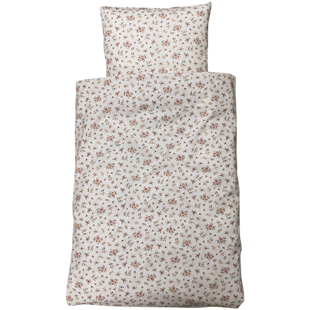 Baby Sengelinned, Dess. 1340 Hvid m/ Pastelfarvede Smukke Blomster