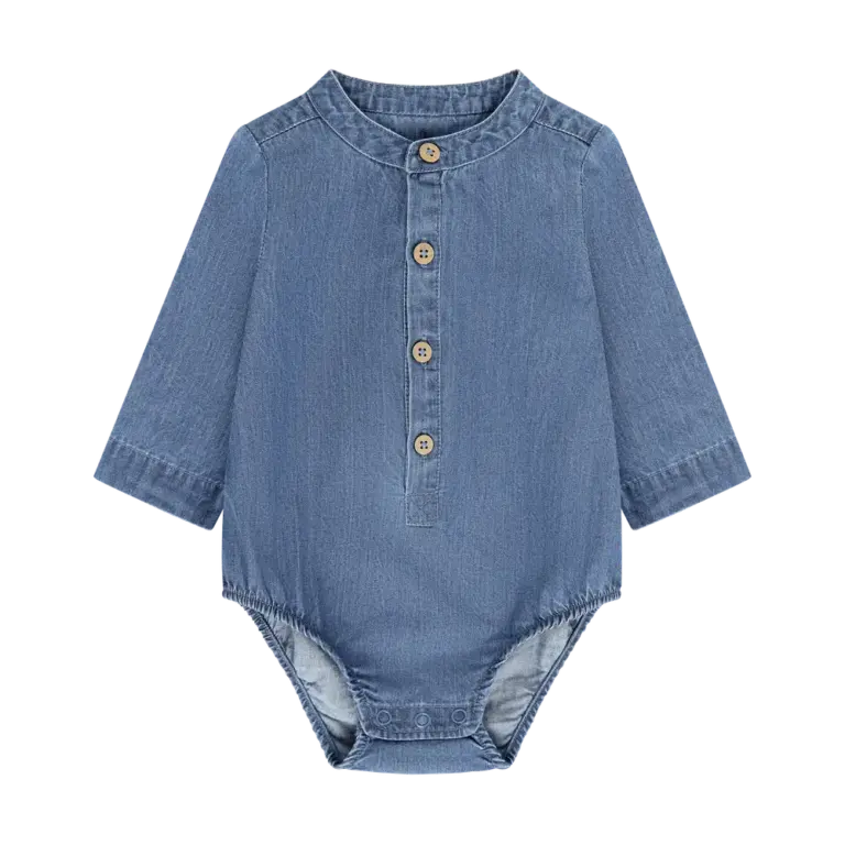 BeKids Langærmet Body - Medium Blue Denim - 80