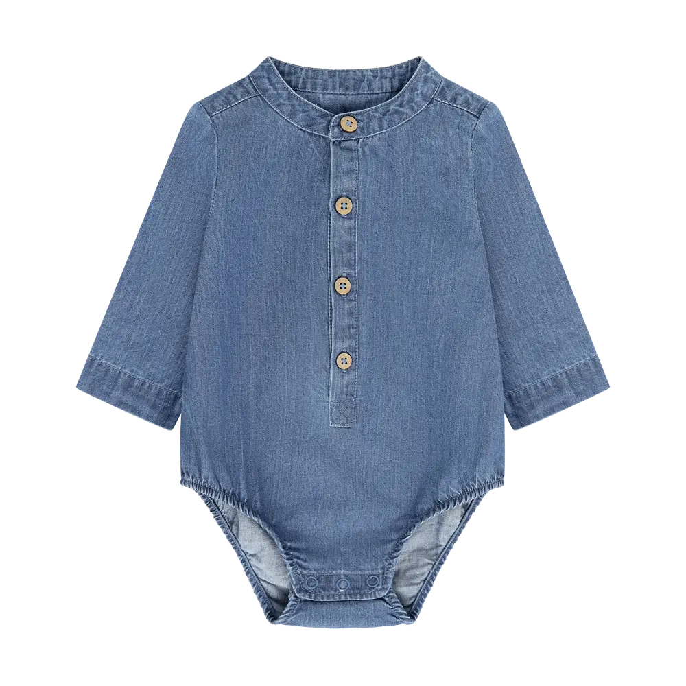 BeKids Langærmet Body - Medium Blue Denim - 80