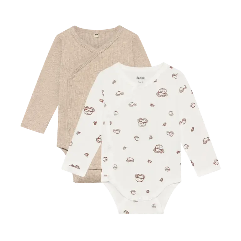 BeKids Langærmet Wrap Body 2-Pak - Silver Mink - 60
