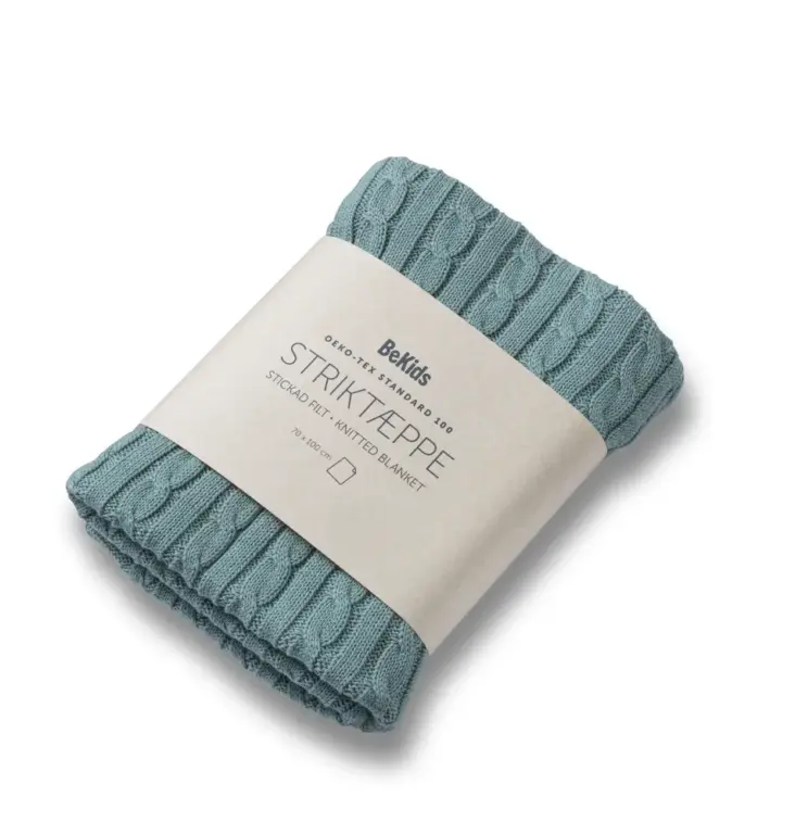 BeKids Striktæppe, Bomuld - Dull Blue