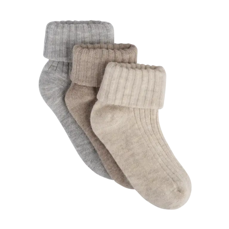 BeKids Uld Rib Strømpe 3-Pak - Sheer Bliss - 1114