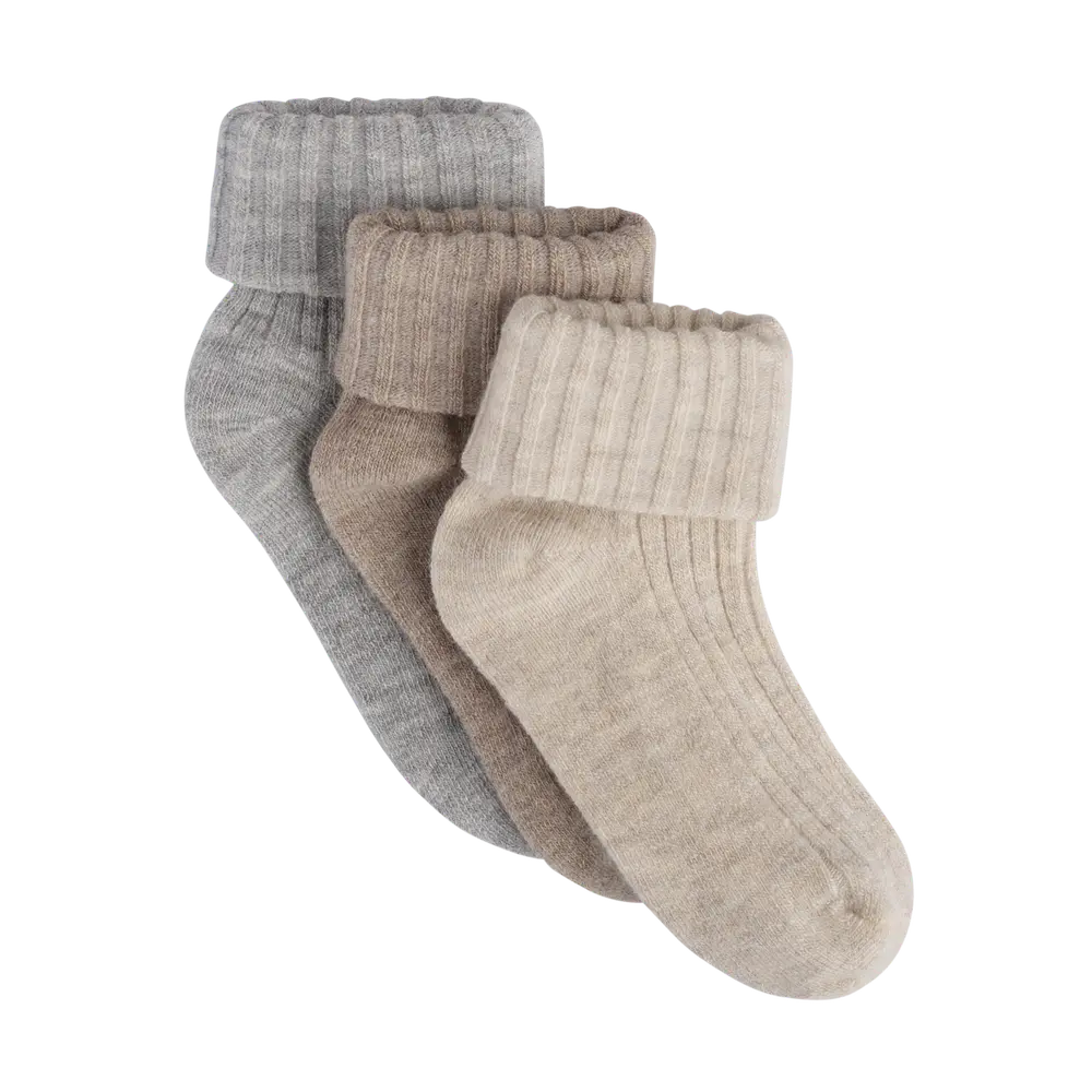 BeKids Uld Rib Strømpe 3-Pak - Sheer Bliss - 1114