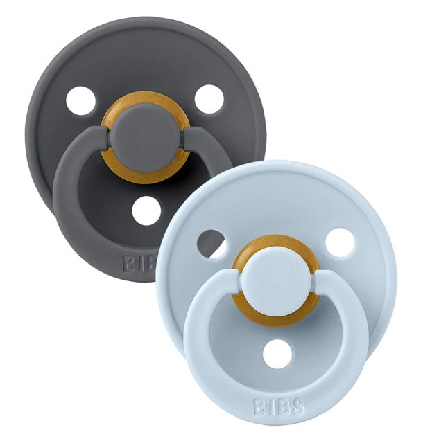 Bibs Sutter - Str. 2 - Colour - Rund - 2-pak - Iron/Baby Blue