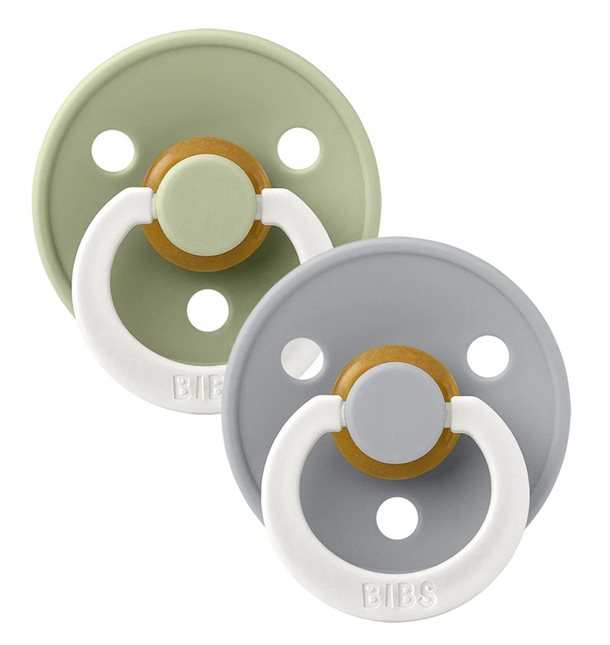 Bibs sutter - Colour Glow str. 1 - rund - 2-pak - Sage/Cloud