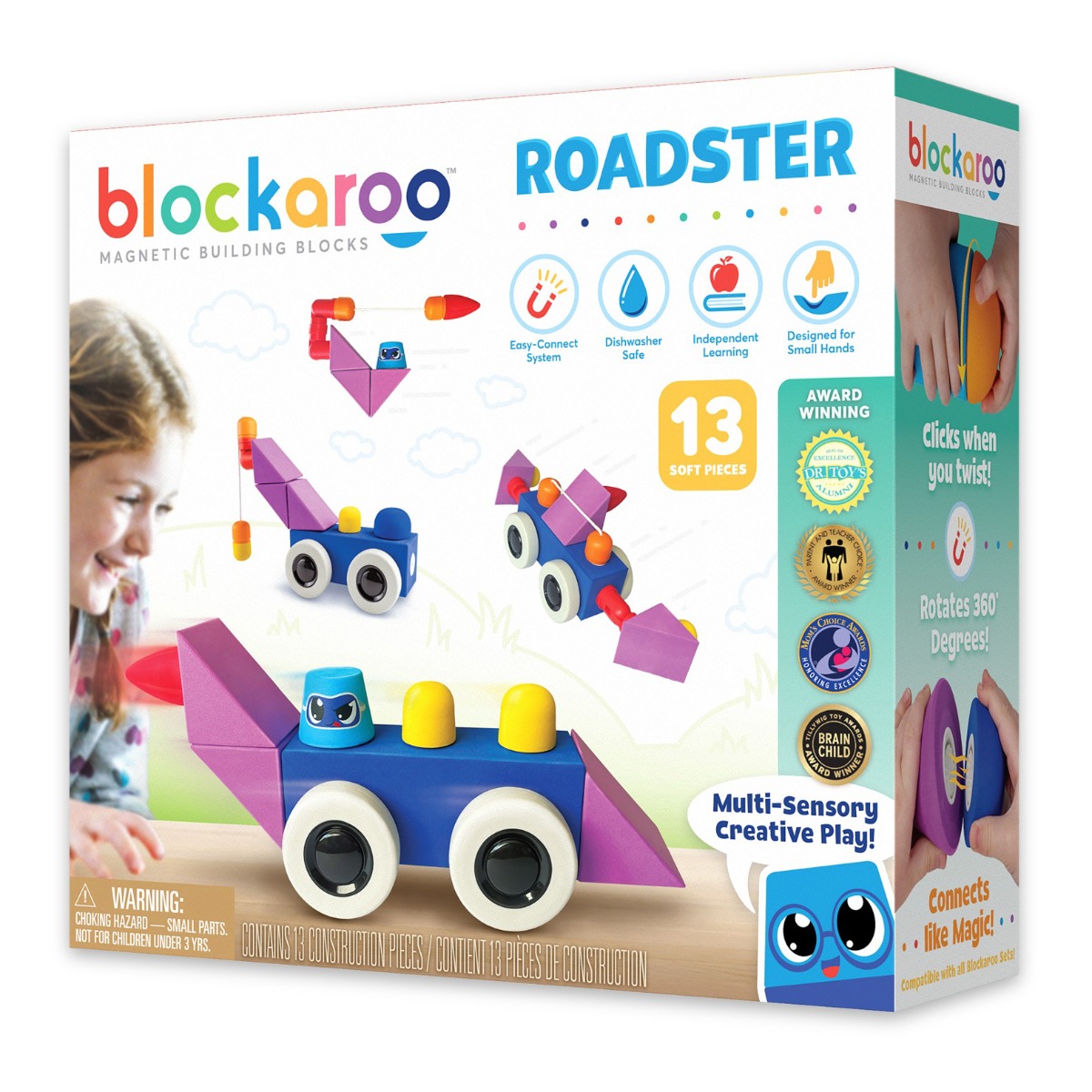 Blockaroo | Magnetklodser af skum - Roadster, 13 stk