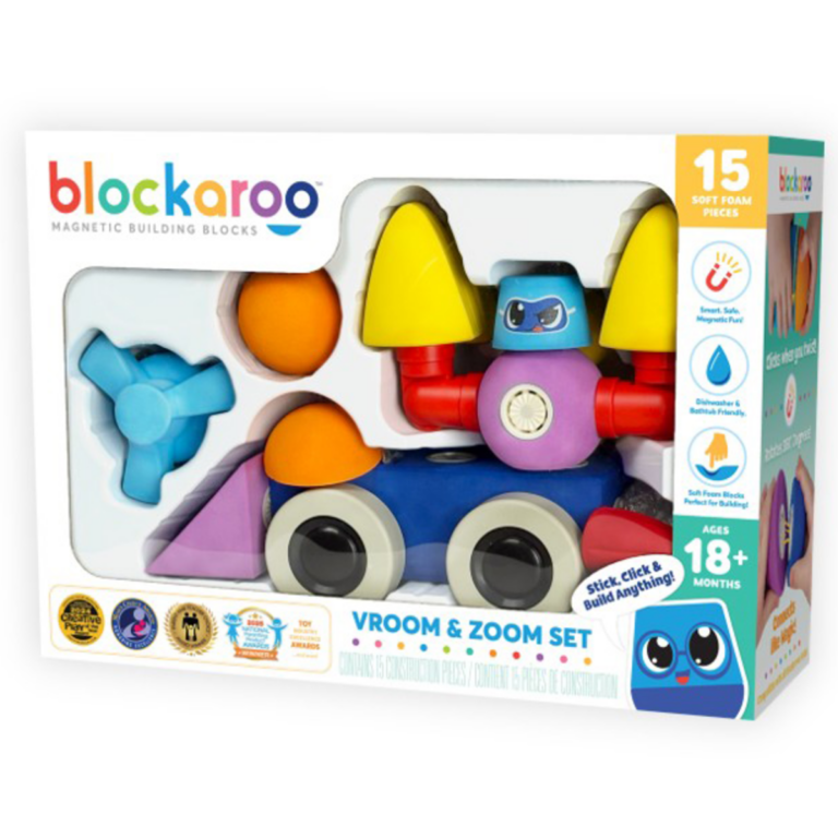Blockaroo | Magnetklodser af skum - Vroom & Zoom, 15 stk