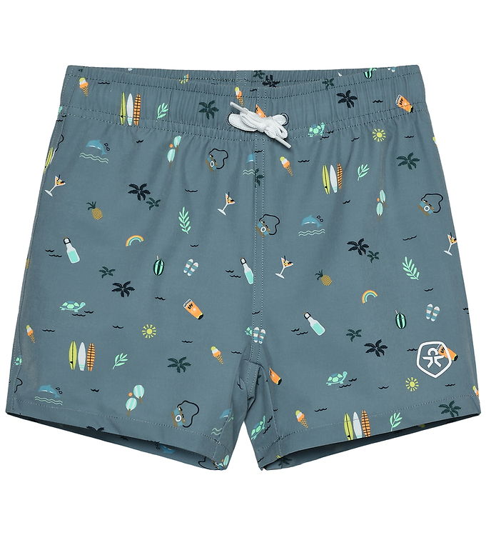 Color Kids Badeshorts - Coronet Blue m. Print