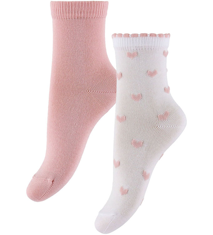 Condor Strømper - 2-pak - Pale Pink/Hvid m. Hjerter Condor Strømper - 2-pak - Pale Pink/Hvid m. Hjerter