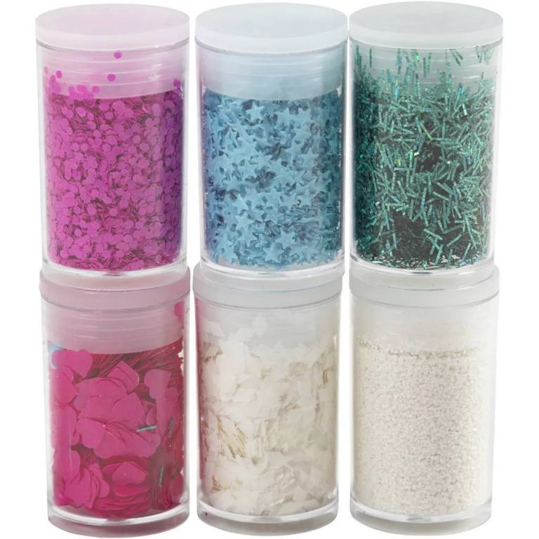 Creativ Company | Glimmer & pailletter - Pastel, 6 x 7 ml.