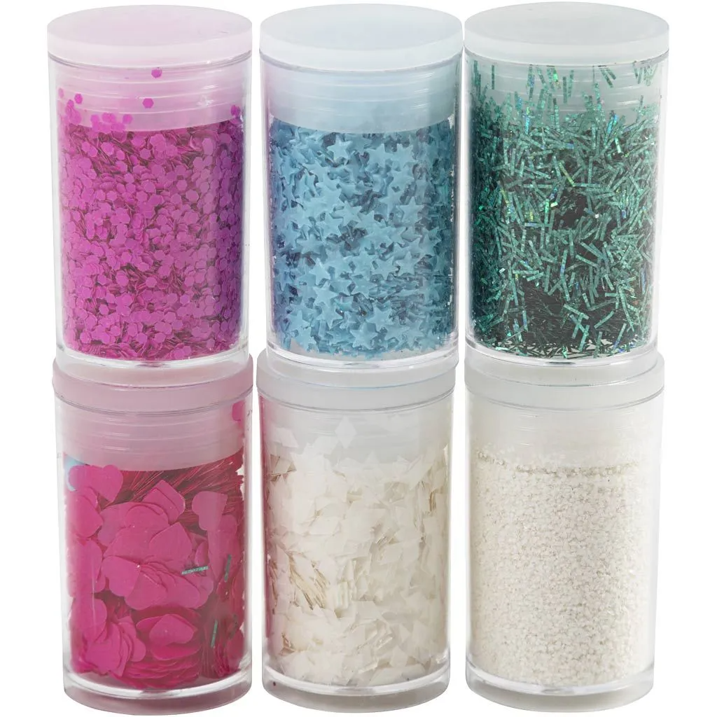 Creativ Company | Glimmer & pailletter - Pastel, 6 x 7 ml.