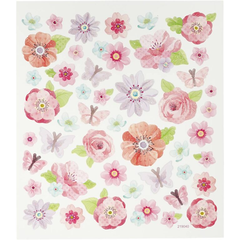 Creativ Company | Klistermærker - Rosa forårsblomster, 1 ark