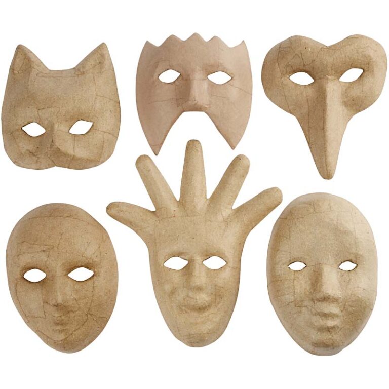 Creativ Company | Masker i papmaché, 6 stk