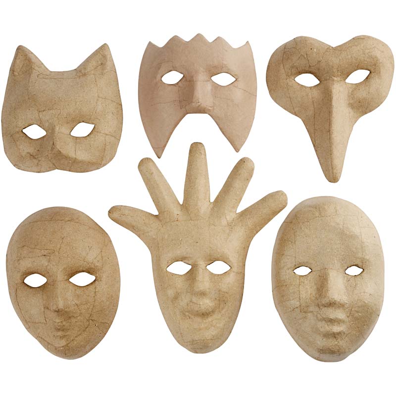 Creativ Company | Masker i papmaché, 6 stk