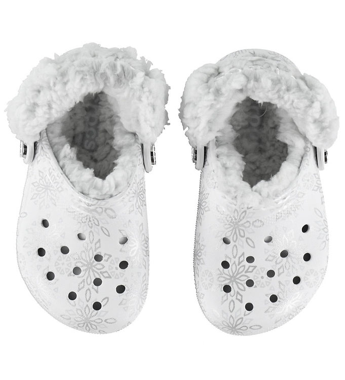 Crocs Sandaler - Fleece - Classic Metallic Snowflakes - Snow Whi