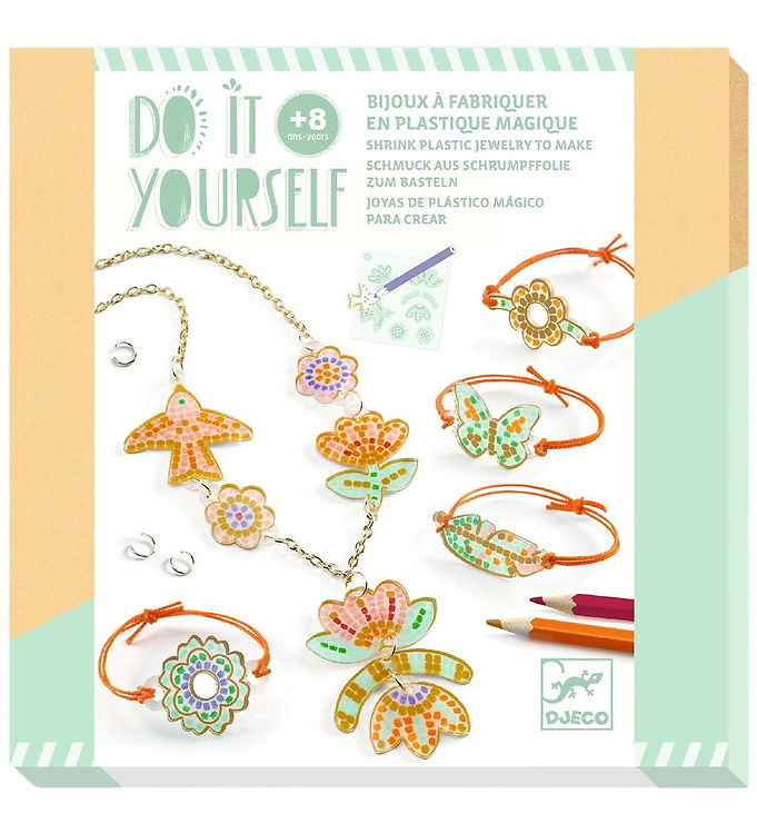 Djeco Kreasæt - Do It Yourself - Krympeplast - Fjer Og Lotus Djeco Kreasæt - Do It Yourself - Krympeplast - Fjer Og Lotus