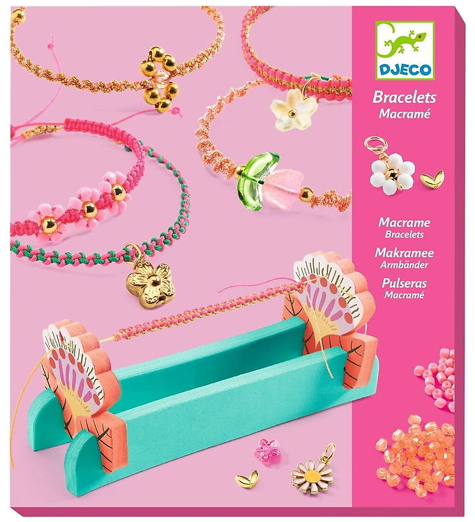 Djeco Kreasæt - Perlevæv - Macramé-armbånd - Rosa