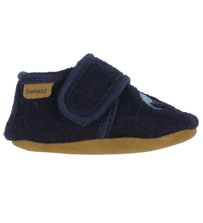 En Fant Hjemmesko - Uld - Navy m. Dinoer En Fant Hjemmesko - Uld - Navy m. Dinoer