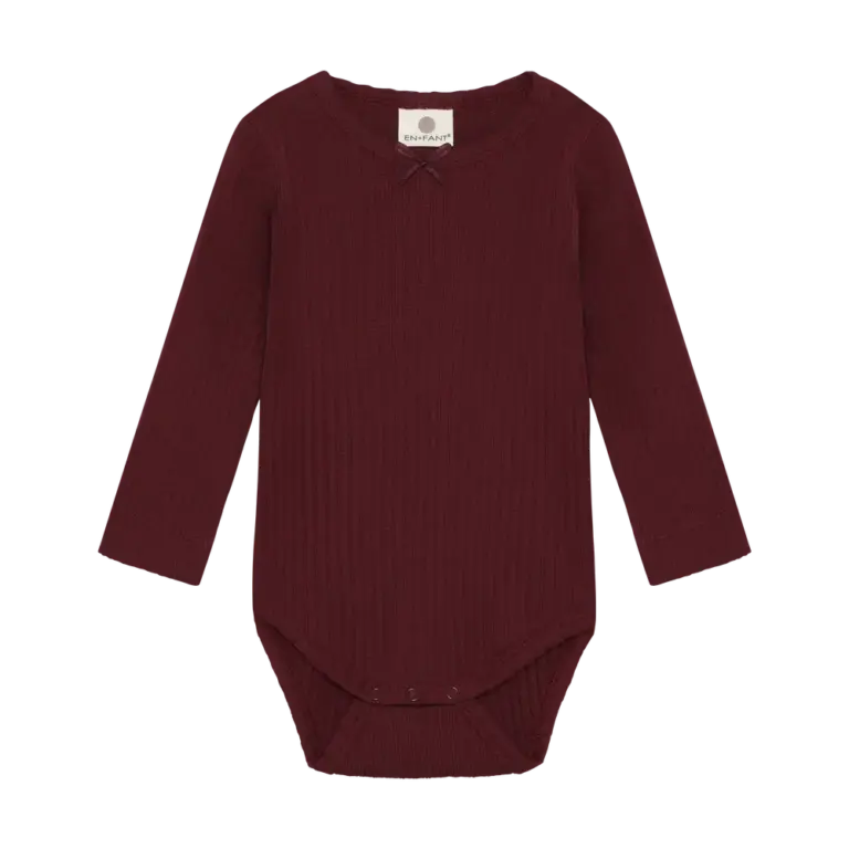 En Fant Langærmet Body - Burgundy - 62