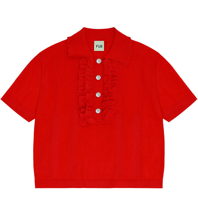 FUB Polo - Strik - Rød m. Flæse