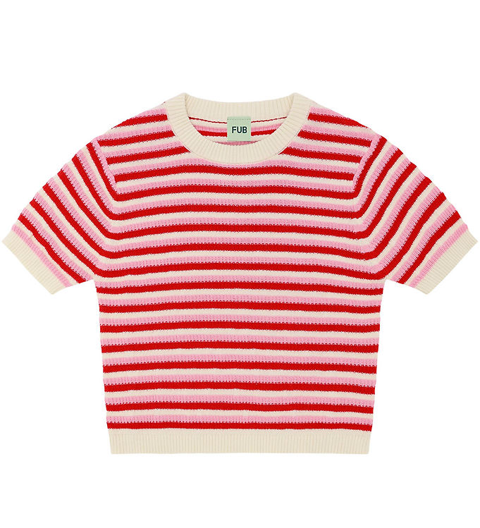 FUB T-shirt - Strik - Ecru/Rød/Candy FUB T-shirt - Strik - Ecru/Rød/Candy