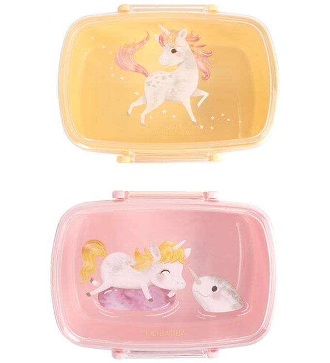 Filibabba Madkasse - 2-pak - 750 ml - Unicorn Shores - Gul/Rosa
