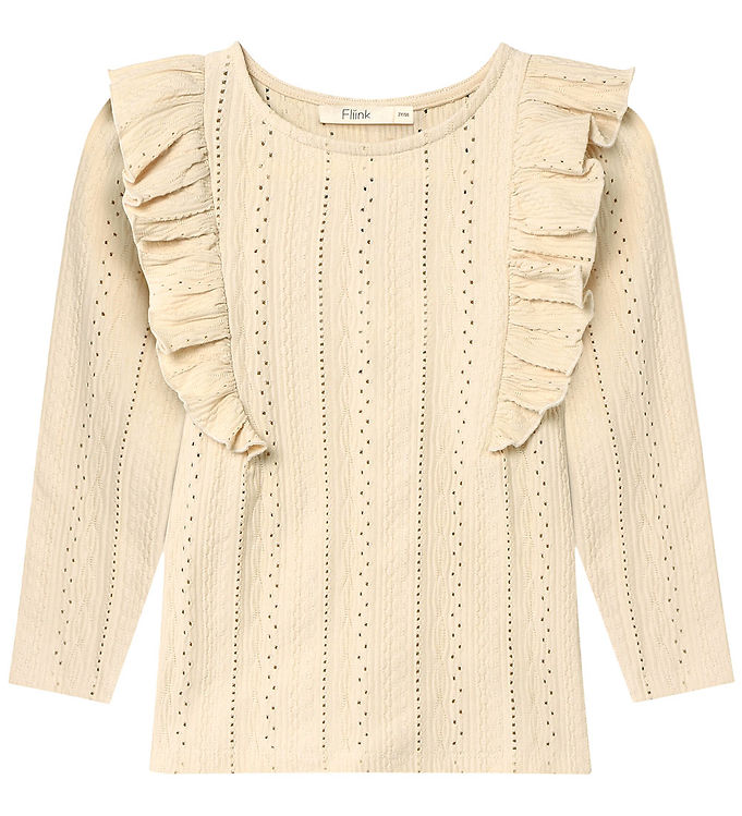 Fliink Bluse - Gabby - Sandshell m. Hulmønster Fliink Bluse - Gabby - Sandshell m. Hulmønster