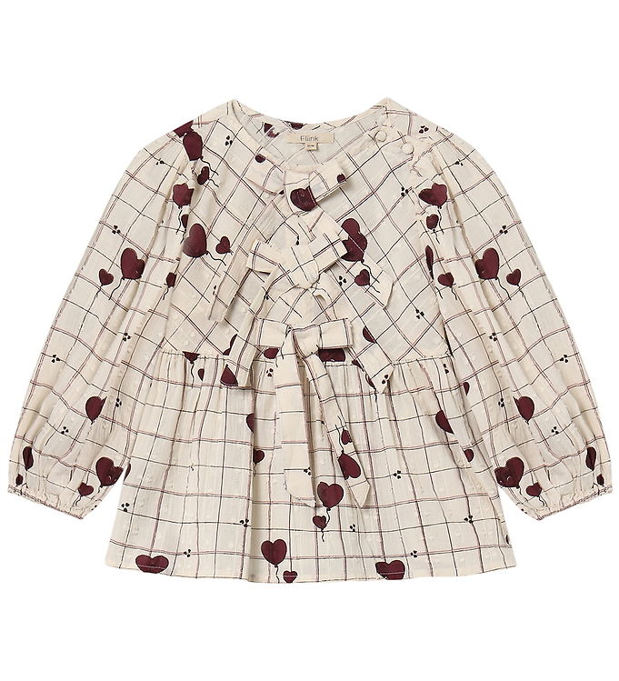 Fliink Bluse - Ilove - Sandshell Heart AOP Fliink Bluse - Ilove - Sandshell Heart AOP