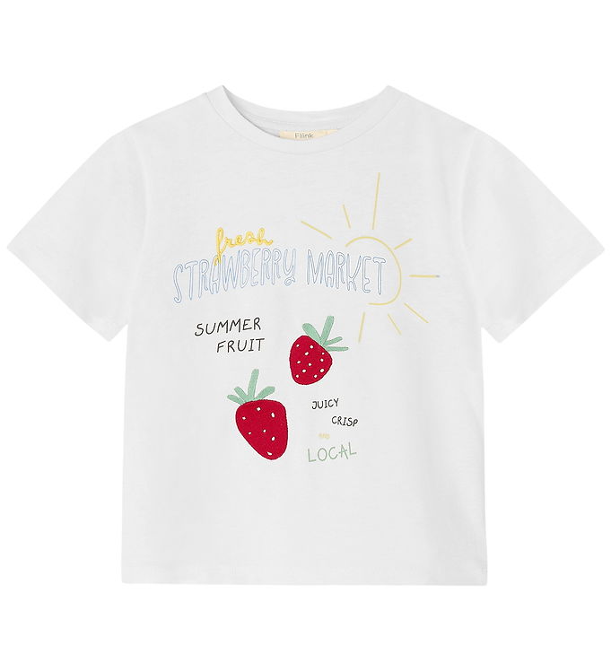 Fliink T-shirt - Sommer Strawberry - Cloud Dancer Fliink T-shirt - Sommer Strawberry - Cloud Dancer