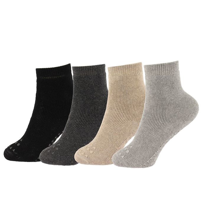 GoBabyGo Skridsikre Strømper - 4-Pak - Grey/Sand/Black GoBabyGo Skridsikre Strømper - 4-Pak - Grey/Sand/Black