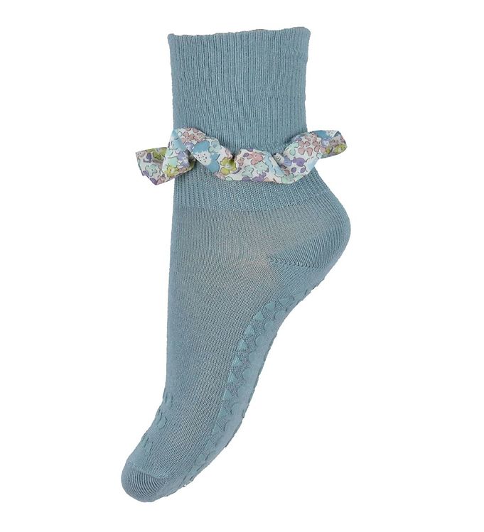GoBabyGo Skridsikre Strømper - Bamboo/Liberty - Dusty Blue GoBabyGo Skridsikre Strømper - Bamboo/Liberty - Dusty Blue