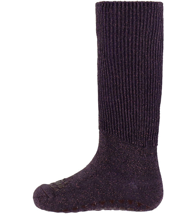 GoBabyGo Skridsikre Strømper - Glitter - Bambus - Dark Purple GoBabyGo Skridsikre Strømper - Glitter - Bambus - Dark Purple