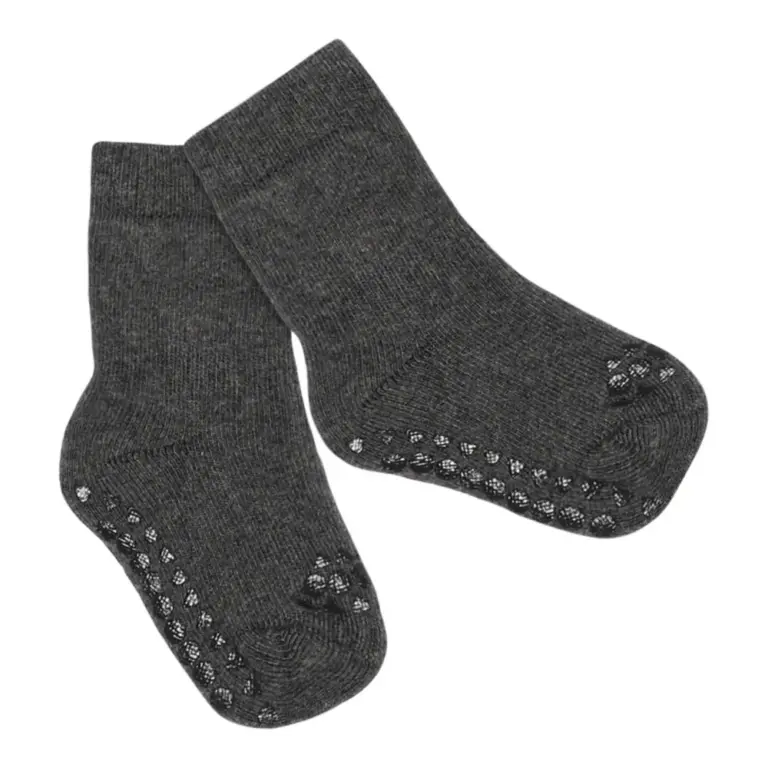 GoBabyGo Skridsikre Strømper Terry Bomuld - Dark Grey Melange - 23/26