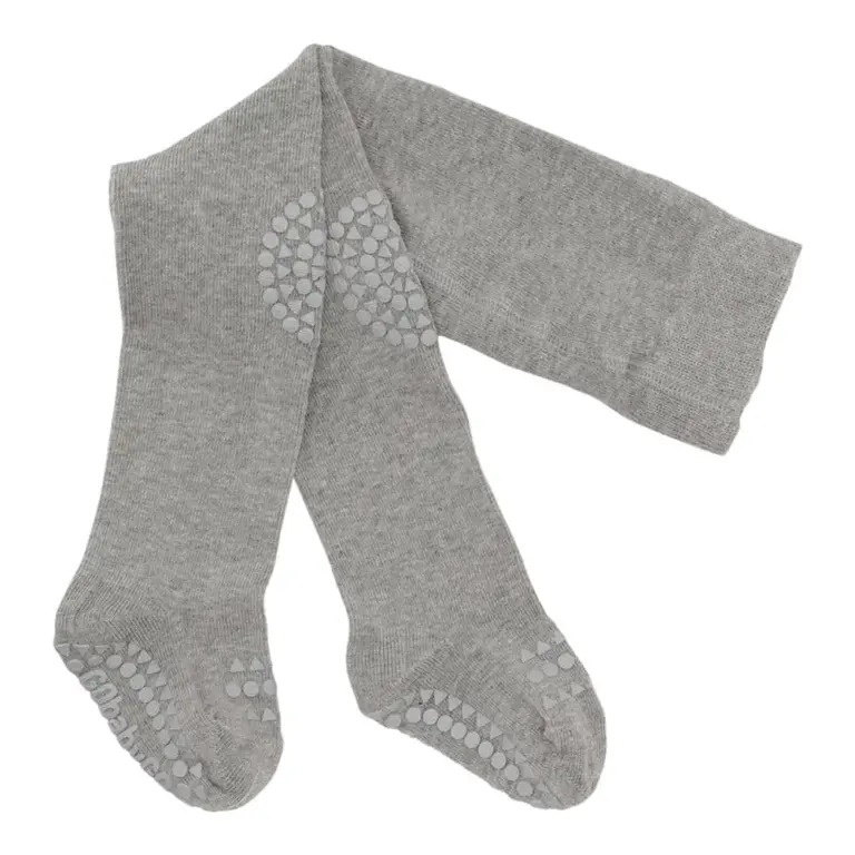 GobabyGo Kravle Strømpebukser Bambus - Grey Melange - 12-18M