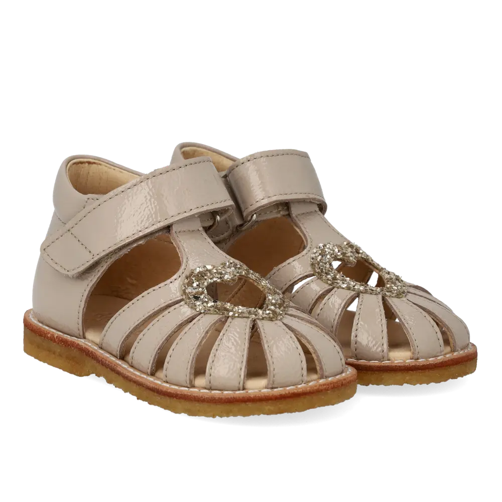 Hjertesandal med glitter - Sand/Champagne Glitter - 24