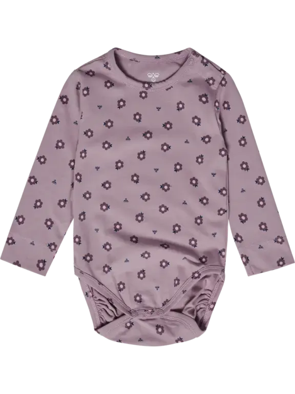 Hummel Langærmet Body m. Print - Sea Fog - 68