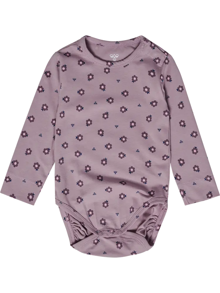 Hummel Langærmet Body m. Print - Sea Fog - 68