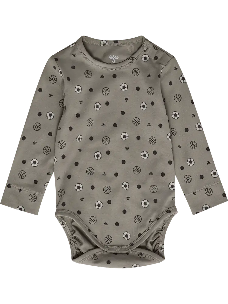 Hummel Langærmet Body m. Print - Vintage Khaki - 86