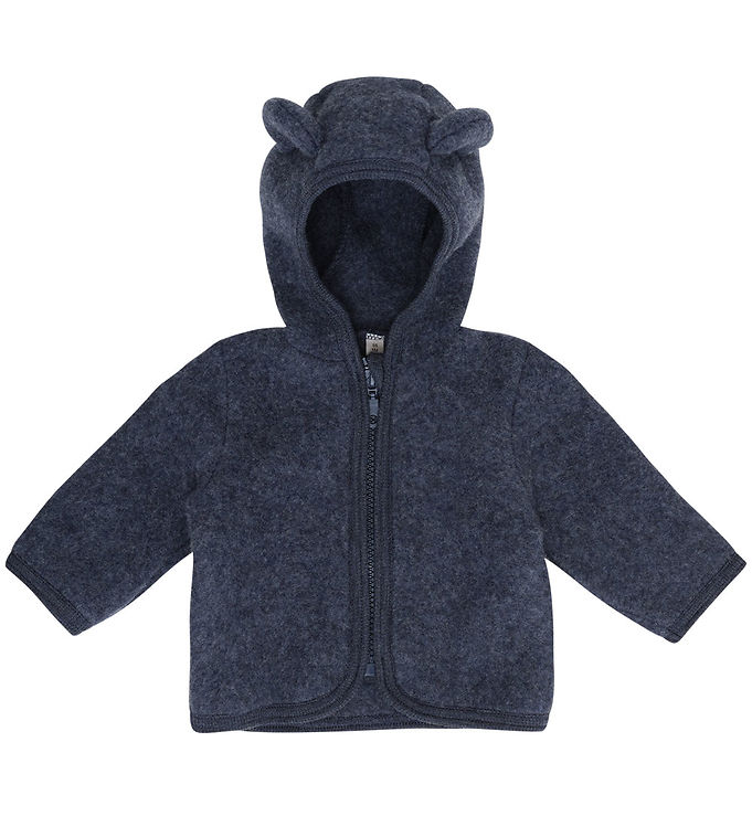 Huttelihut Cardigan - Uldfleece - Ombre Blue Melange m. Ører