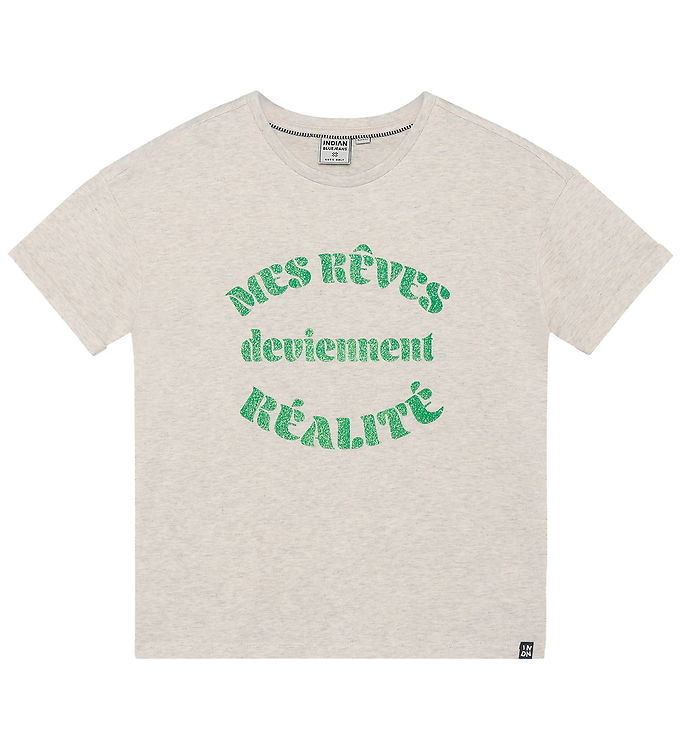 Indian Blue Jeans T-shirt - Wide Fit - Light Sand Melange m. Grø Indian Blue Jeans T-shirt - Wide Fit - Light Sand Melange m. Grø