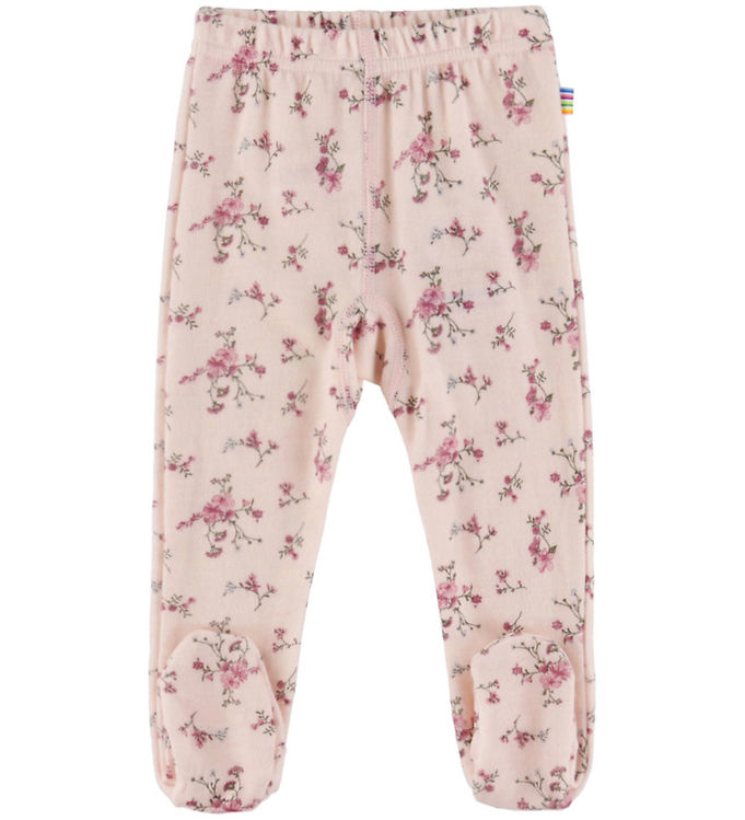 Joha Leggins m. Fødder - Uld/Viskose - Lyserød m. Blomster Joha Leggins m. Fødder - Uld/Viskose - Lyserød m. Blomster