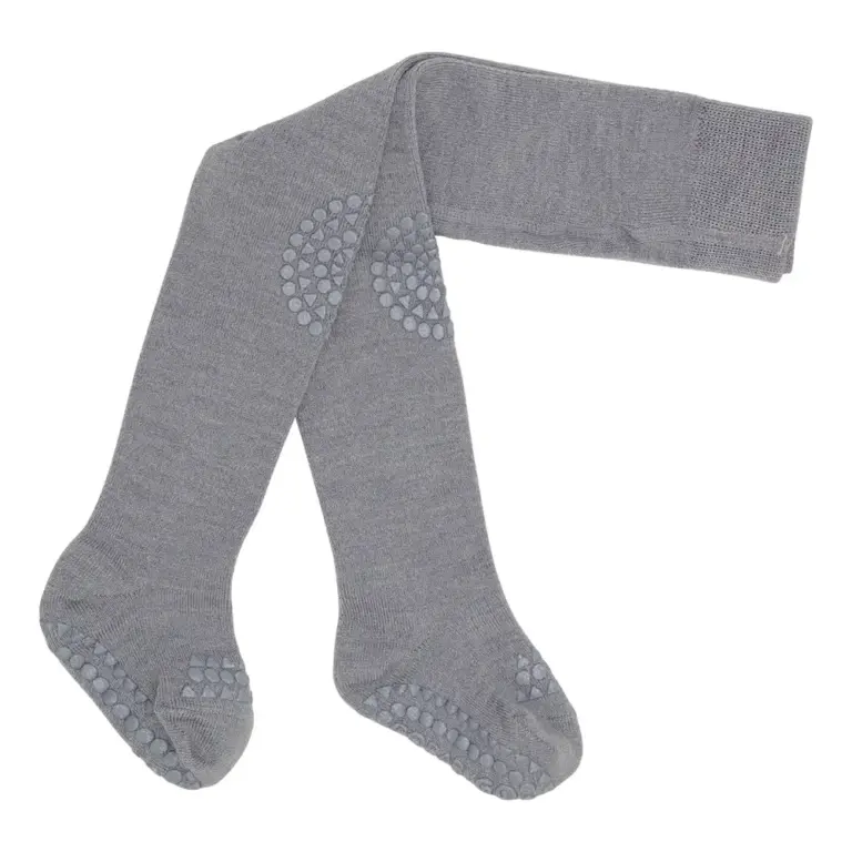 Kravle Strømpebukser Uld - Grey Melange - 6-12M