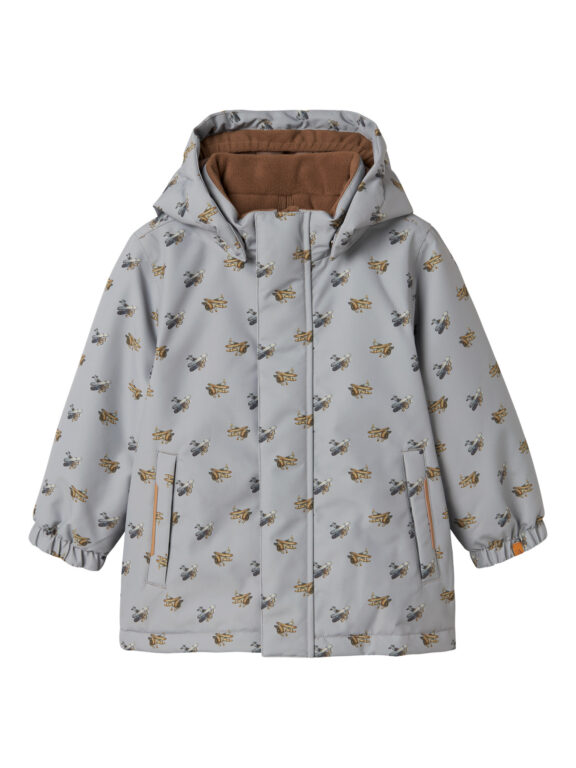 LIL ATELIER Vinterjakke SNOW10 Ultimate Grey Airplanes