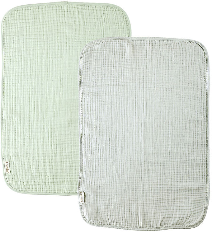 Leander Pusleunderlag - Musselin - 2-pak - Pearl Grey/Sage Green
