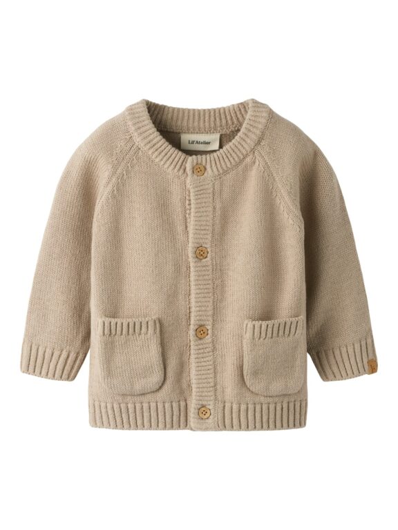 Lil Atelier Fogon LS Knit Cardigan - Oxford Tan - 56 cm