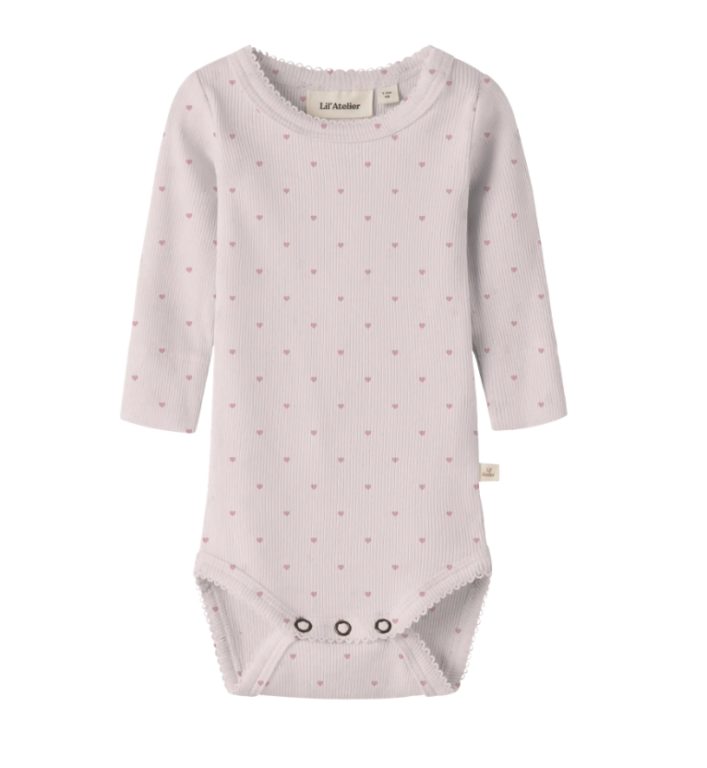 Lil Atelier Gago - LS Slim Body NOOS - Hushed Violet/Heart - 56 cm