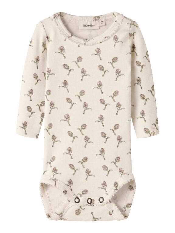 Lil Atelier Gayo - Sig LS Slim Body - Turtledove / Artichoke - 56 cm