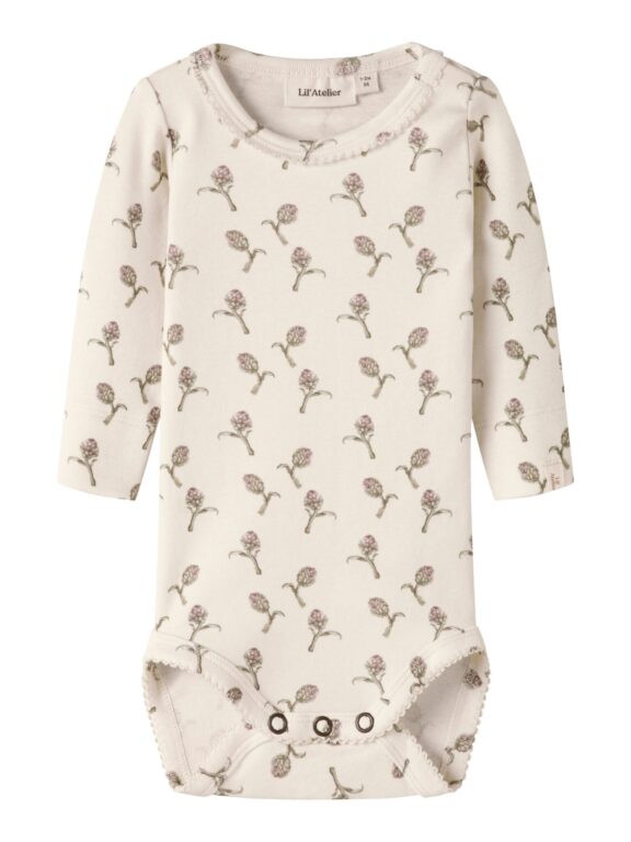 Lil Atelier Gayo - Sig LS Slim Body - Turtledove / Artichoke - 56 cm