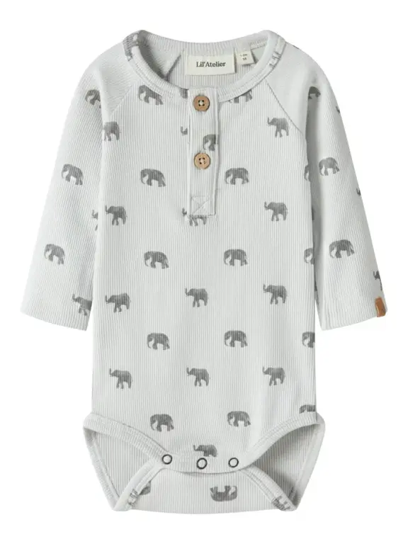 Lil' Atelier Lavo Eko Langærmet Slim Body - Glacier Gray - 68