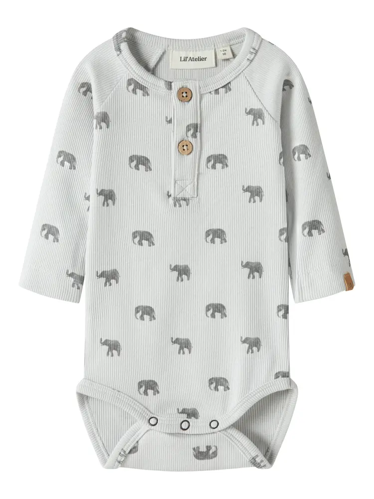 Lil' Atelier Lavo Eko Langærmet Slim Body - Glacier Gray - 68 Lil' Atelier Lavo Eko Langærmet Slim Body - Glacier Gray - 68